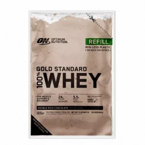 Optimum Nutrition GOLD STANDARD 100% WHEY™ Recyclable Refill Bag Double Rich Chocolate 2 lb (29 Servings) | NY4291876