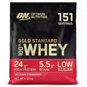 Optimum Nutrition Gold Standard 100% Whey Protein Powder Delicious Strawberry 4.53 kg (151 Servings) | XN7045168