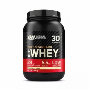 Optimum Nutrition Gold Standard 100% Whey Protein Powder Vanilla Ice Cream 900 grams (30 Servings) | YB1540697