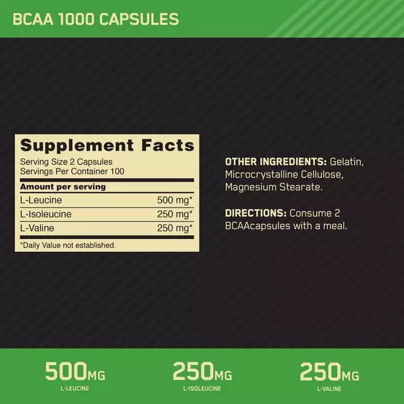 Optimum Nutrition BCAA 1000 200 Capsules (100 Servings) | RO6794258