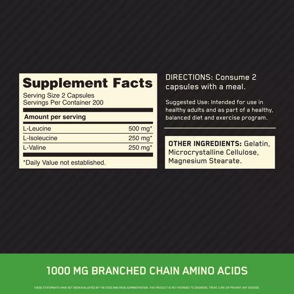 Optimum Nutrition BCAA 1000 400 Capsules (200 Servings) | FQ9287016