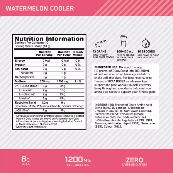 Optimum Nutrition BCAA Boost Watermelon 30 Serves | ZA7946238