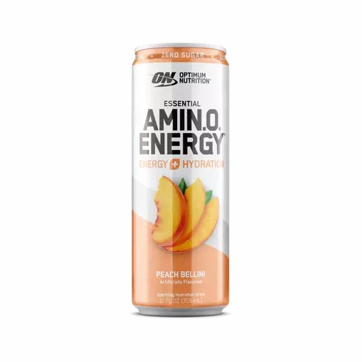 Optimum Nutrition ESSENTIAL AMIN.O. ENERGY+ Electrolytes Sparkling Peach Bellini 355ml * 12 Cans (12 Servings) | XO1296705