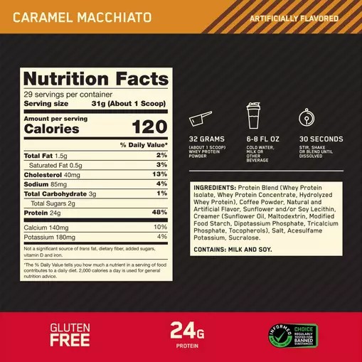 Optimum Nutrition GOLD STANDARD 100% WHEY™ *new* Caramel Macchiato 2 lb (28 Servings) | NA8752691