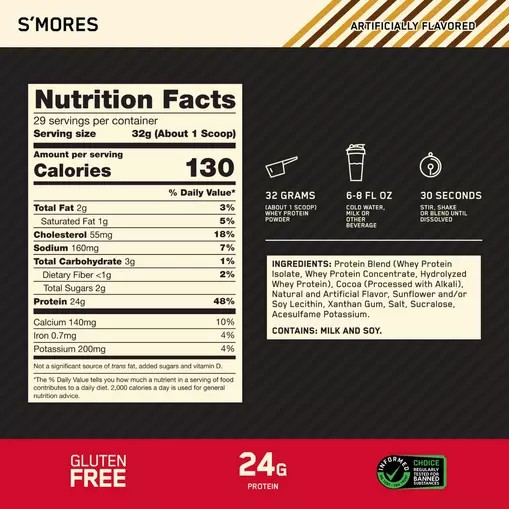 Optimum Nutrition GOLD STANDARD 100% WHEY™ *new* S'mores 2 lb (28 Servings) | EI8405921