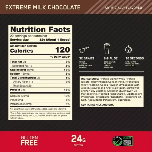 Optimum Nutrition GOLD STANDARD 100% WHEY™ Extreme Milk Chocolate 2 lb (28 Servings) | CT0978451