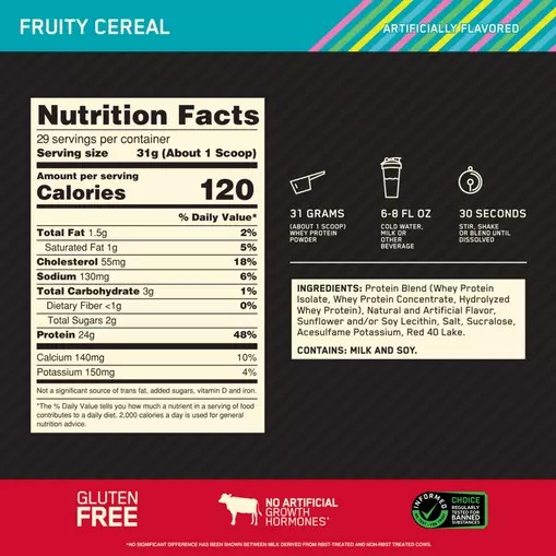 Optimum Nutrition GOLD STANDARD 100% WHEY™ Fruity Cereal 2 lb (29 Servings) | IF3467950