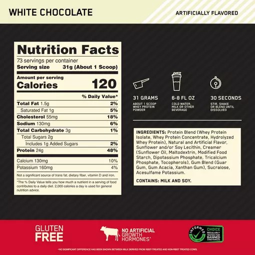 Optimum Nutrition GOLD STANDARD 100% WHEY™ White Chocolate 5 lb (73 Servings) | JY9758031