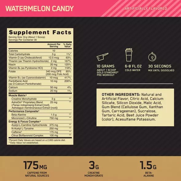 Optimum Nutrition GOLD STANDARD® Pre-Workout Watermelon 0.66 lb (30 Servings) | ES6709521