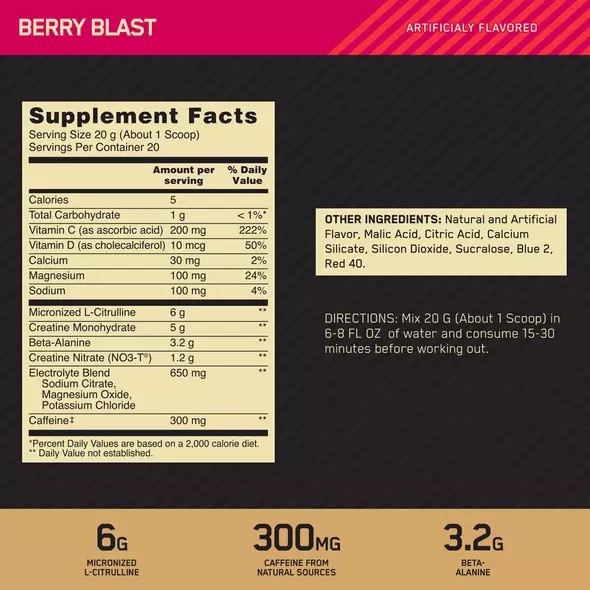 Optimum Nutrition GOLD STANDARD® Pre Advanced Berry Blast 0.88 lb (20 Servings) | VZ8679514