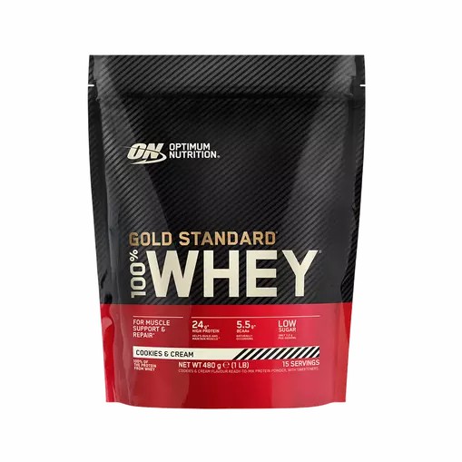 Optimum Nutrition Gold Standard 100% Whey Protein Powder Cookies & Cream 480 grams (15 Servings) | GS9628403