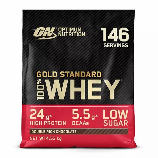 Optimum Nutrition Gold Standard 100% Whey Protein Powder Double Rich Chocolate 4.53 kg (146 Servings) | IE6032517