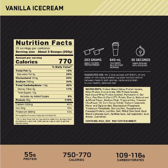 Optimum Nutrition Gold Standard Gainer Vanilla 4.67kg | IN3254960