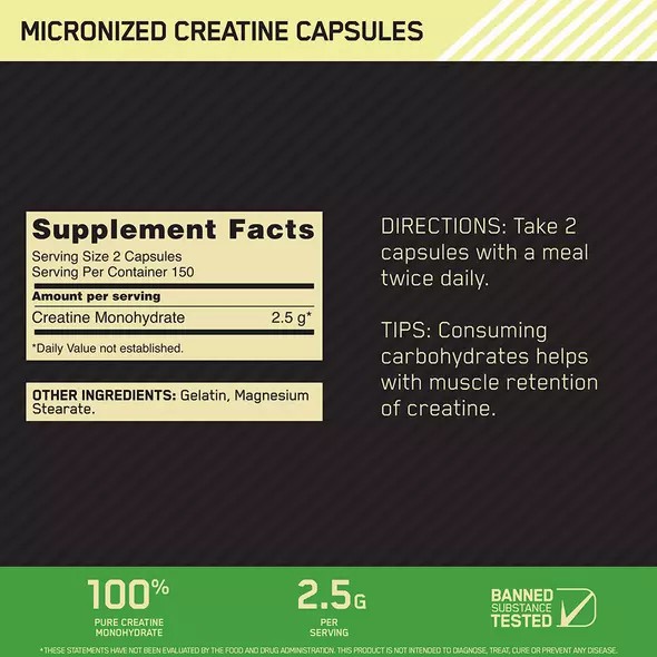 Optimum Nutrition Micronized Creatine Capsules 300 Capsules (150 Servings) | RU7649385