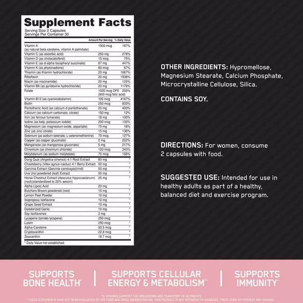 Optimum Nutrition OPTI-WOMEN® Multivitamine Tablets 60 Capsules (30 Servings) | US2307841