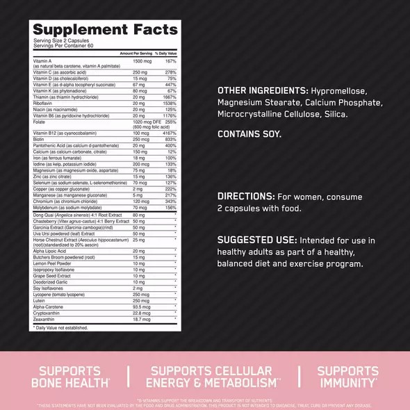 Optimum Nutrition OPTI-WOMEN® Multivitamine Tablets 120 Capsules (60 Servings) | QM4365198