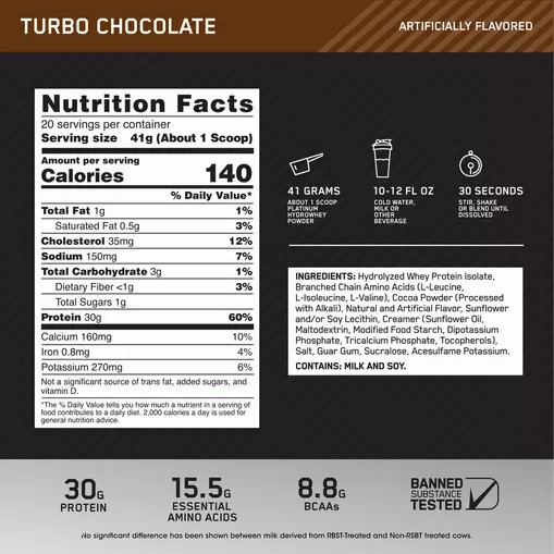 Optimum Nutrition PLATINUM HYDROWHEY™ Turbo Chocolate 1.8 lb - Notify me | EA5239801