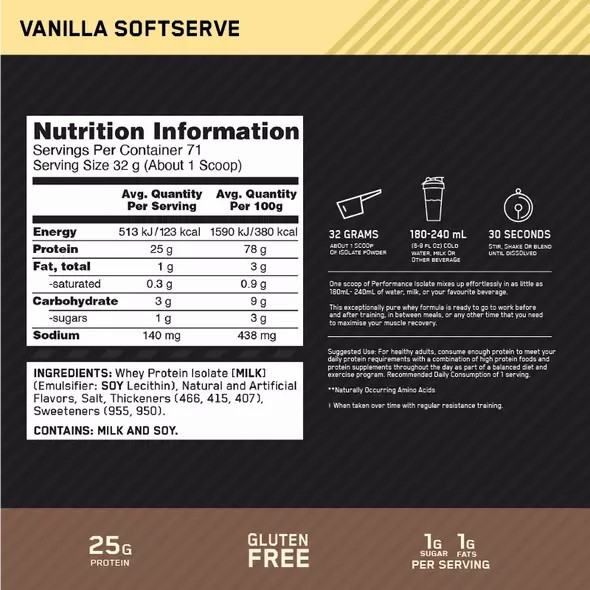 Optimum Nutrition Performance Isolate Vanilla 2.27kg | QC9725814